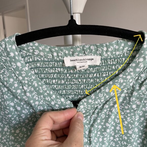 BeachLunchLounge Button Down Shirt Blouse Seafoam Green White Women Medium FLAW - Picture 5 of 13